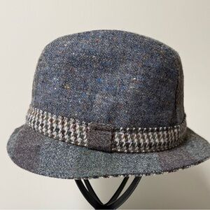 Vintage Donegal Shandon Headwear two tone Brown Gray Tweed Wool Hat size 7 5/8